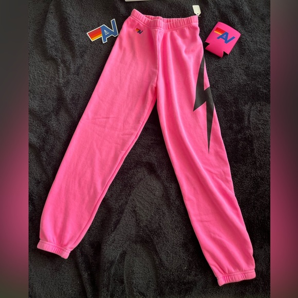 Aviator Nation Other - NWT Aviator Nation Kids Bolt Sweatpants Neon Pink Size 14